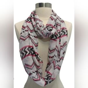 CARA NY Chevron Aztec Burgundy Black White Infinity Scarf Wrap 35"×35"